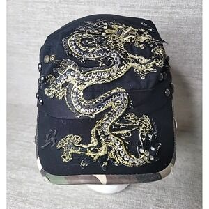 Dream Control USA SM/MED Black Studded Dragon Rhinestone Hat Cap Camo RARE Y2K